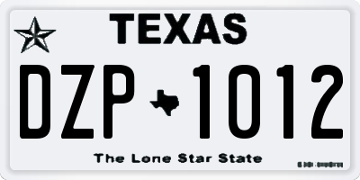 TX license plate DZP1012