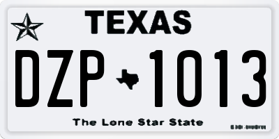 TX license plate DZP1013