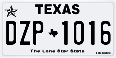 TX license plate DZP1016