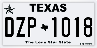 TX license plate DZP1018