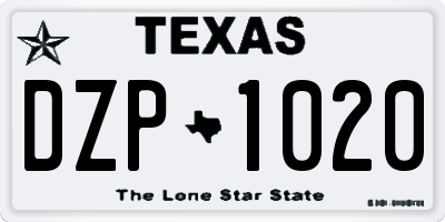 TX license plate DZP1020