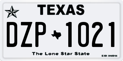 TX license plate DZP1021