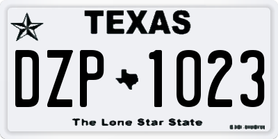TX license plate DZP1023