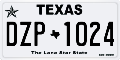TX license plate DZP1024