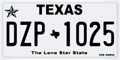 TX license plate DZP1025