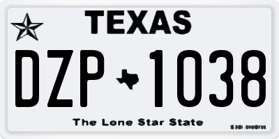 TX license plate DZP1038