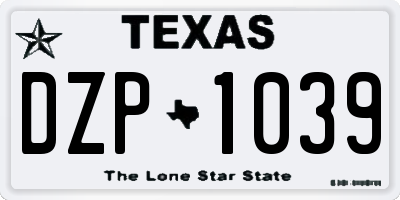 TX license plate DZP1039