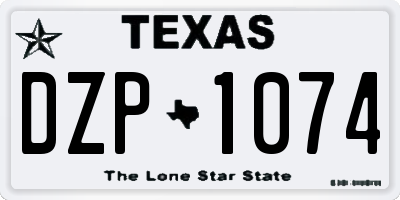 TX license plate DZP1074