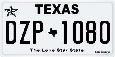 TX license plate DZP1080