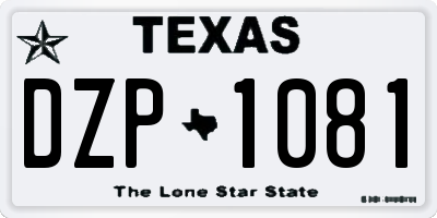 TX license plate DZP1081