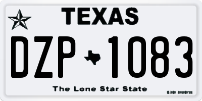 TX license plate DZP1083