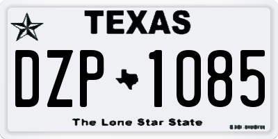 TX license plate DZP1085