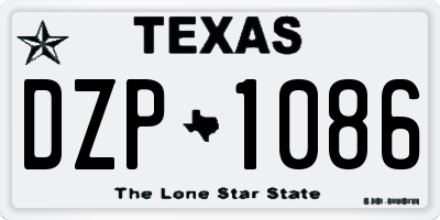 TX license plate DZP1086