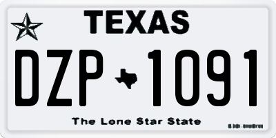 TX license plate DZP1091