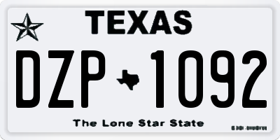 TX license plate DZP1092