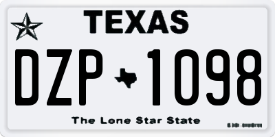 TX license plate DZP1098