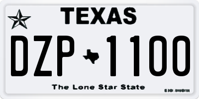 TX license plate DZP1100