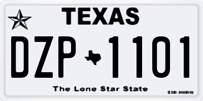 TX license plate DZP1101