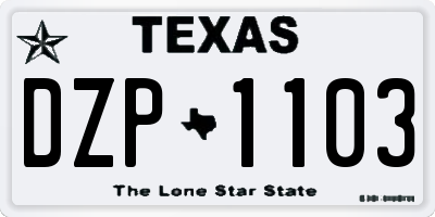 TX license plate DZP1103
