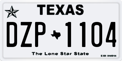 TX license plate DZP1104