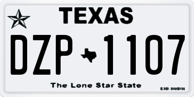 TX license plate DZP1107