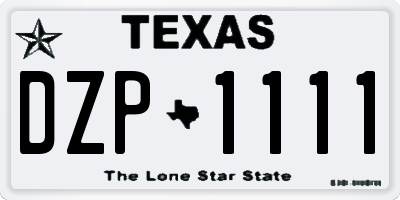 TX license plate DZP1111