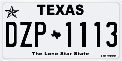 TX license plate DZP1113
