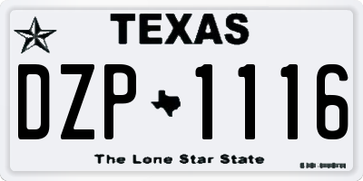 TX license plate DZP1116