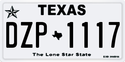 TX license plate DZP1117