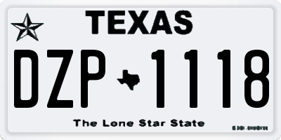 TX license plate DZP1118