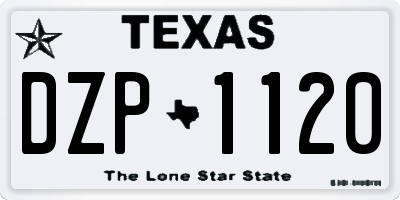 TX license plate DZP1120