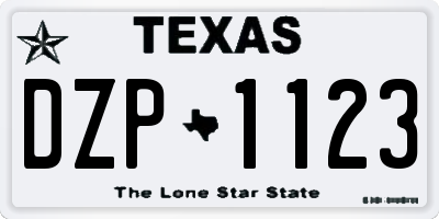 TX license plate DZP1123