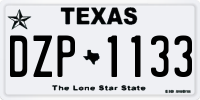 TX license plate DZP1133