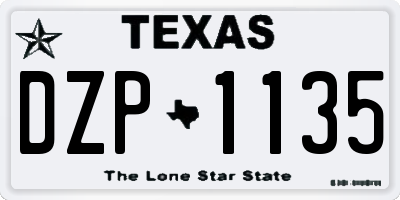 TX license plate DZP1135