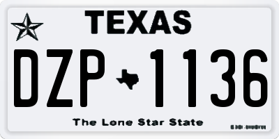 TX license plate DZP1136