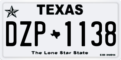 TX license plate DZP1138