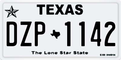 TX license plate DZP1142