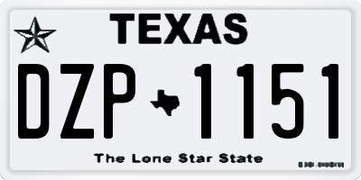 TX license plate DZP1151