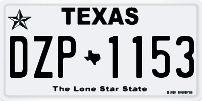 TX license plate DZP1153