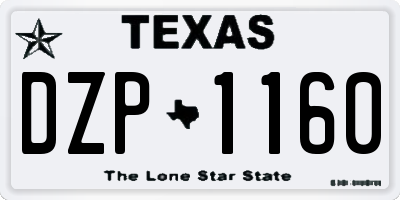 TX license plate DZP1160