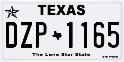 TX license plate DZP1165