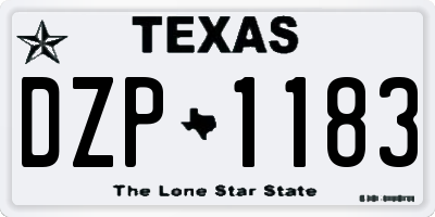 TX license plate DZP1183