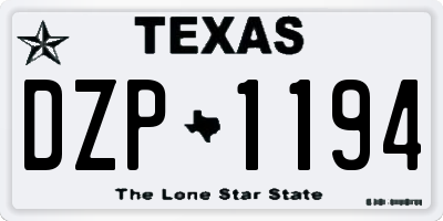 TX license plate DZP1194