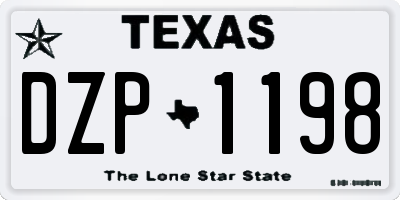 TX license plate DZP1198
