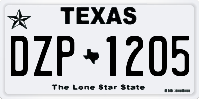 TX license plate DZP1205