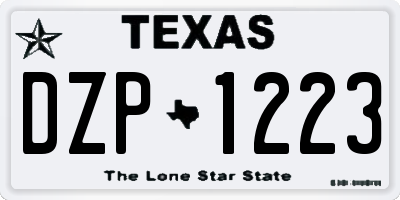 TX license plate DZP1223