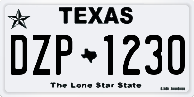 TX license plate DZP1230