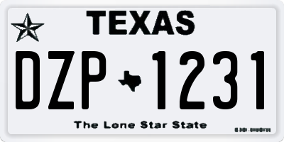 TX license plate DZP1231