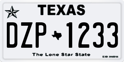TX license plate DZP1233