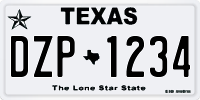 TX license plate DZP1234